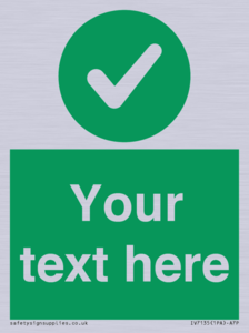 Custom green background, green circle with tick